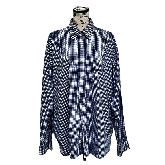 Alan Flusser Men’s Gingham Check Button Down Shirt XL Preppy Coastal Nautical - Picture 2 of 10